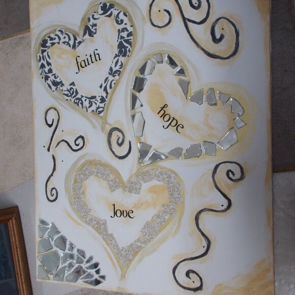 New, Faith, Love and Hope acrylic accented with mirror pieces - Picture 2 of 4